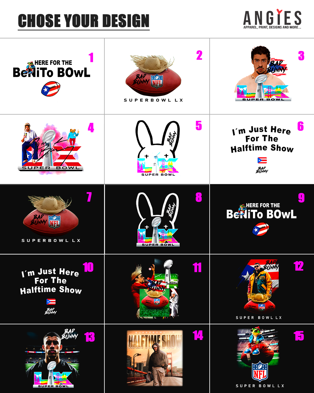 DTF Transfers – Bad Bunny Super Bowl Collection