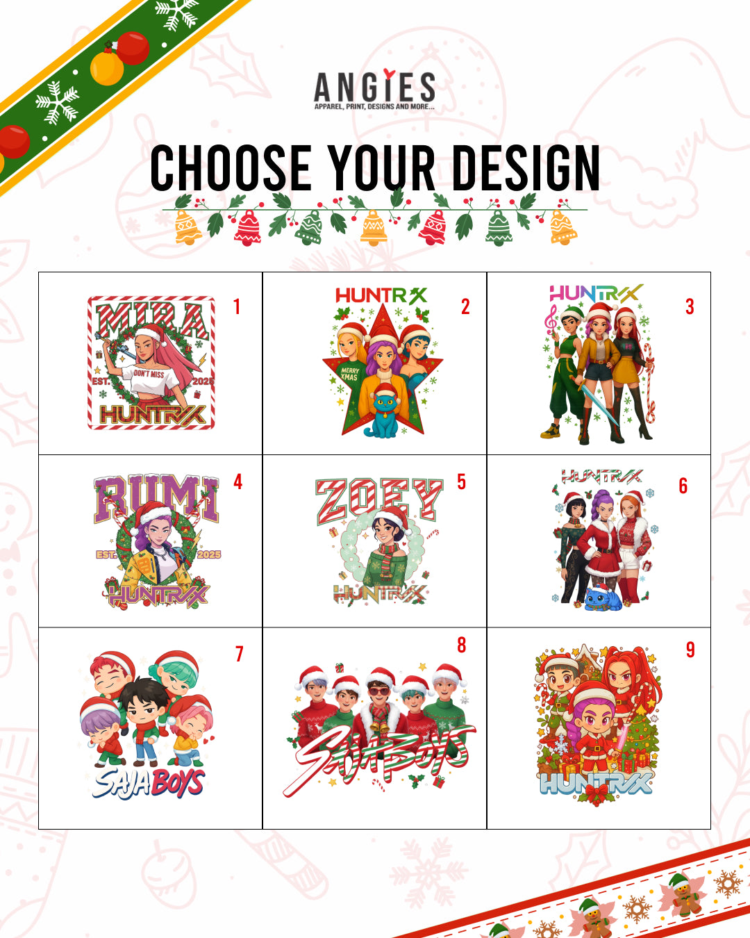 DTF Transfers – HUNTR/X Holiday Collection