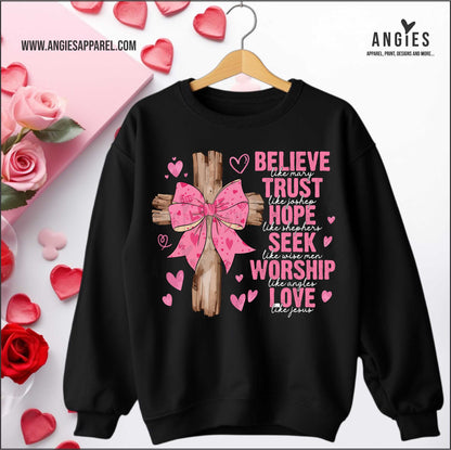 Pink Believe..Trust..Hope..Hoodie and Crew Neck Sweatshirt