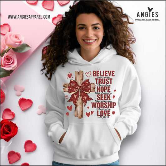 RED Believe..Trust..Hope..Hoodie and Crew Neck Sweatshirt