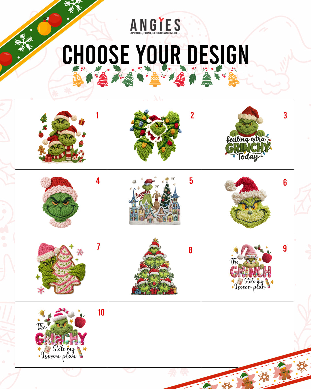 DTF Prints Grinch Christmas – Choose Your Design