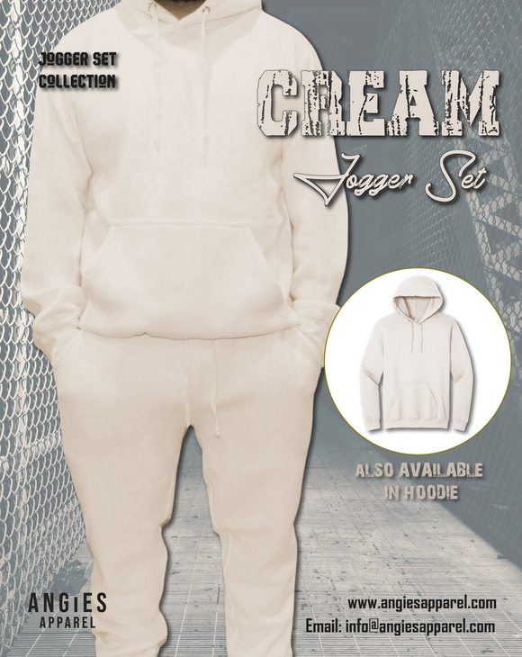 Cream Adult Pull Over Sweat Suit