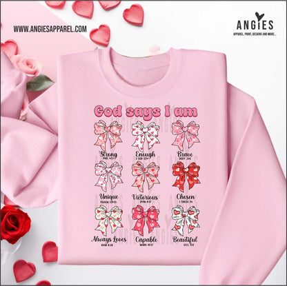 God says I am Hoodie and Crew Neck Sweatshirt