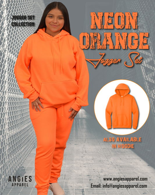 Neon Orange Adult Pull Over Sweat Suit