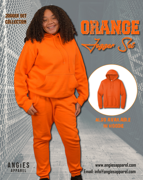 Orange Adult Pull Over Sweat Suit