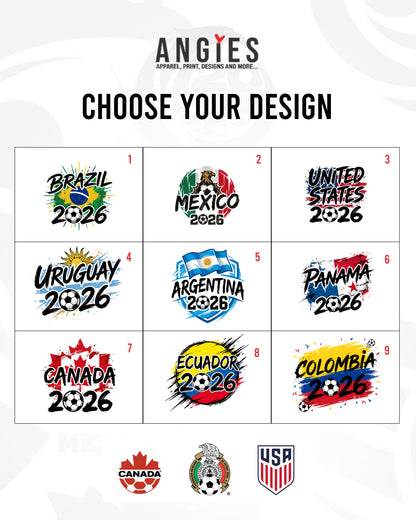 2026 Soccer Fan Crewneck, Hoodie & T-Shirt | Choose Your Country Design