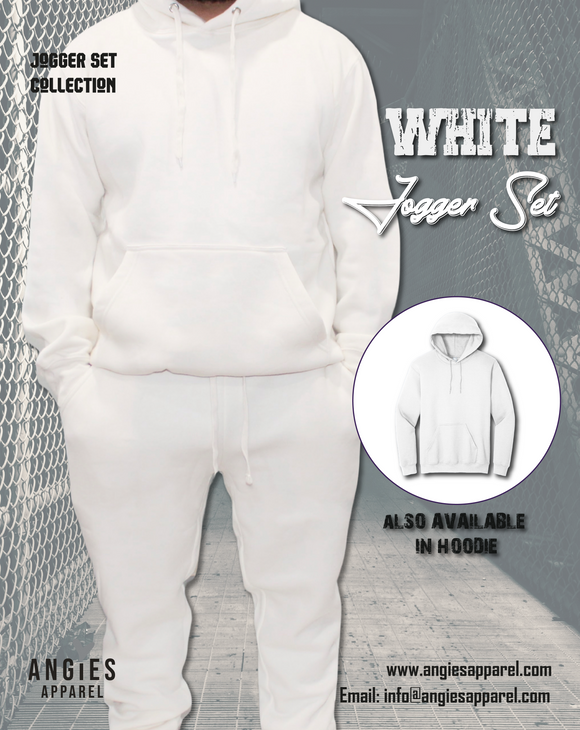 White Adult Pull Over Sweat Suit