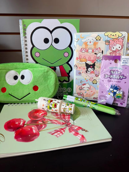 Keroppi Stationery Gift Set | Sanrio Notebook and Pencil Pouch Bundle | Kawaii School Supplies | Gift for Kids and Teens