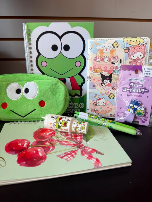 Keroppi Stationery Gift Set | Sanrio Notebook and Pencil Pouch Bundle | Kawaii School Supplies | Gift for Kids and Teens