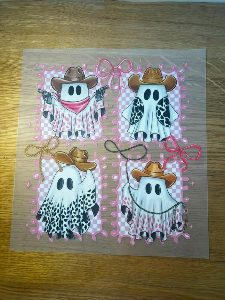 Halloween 10" DTF Pink Cow Ghost