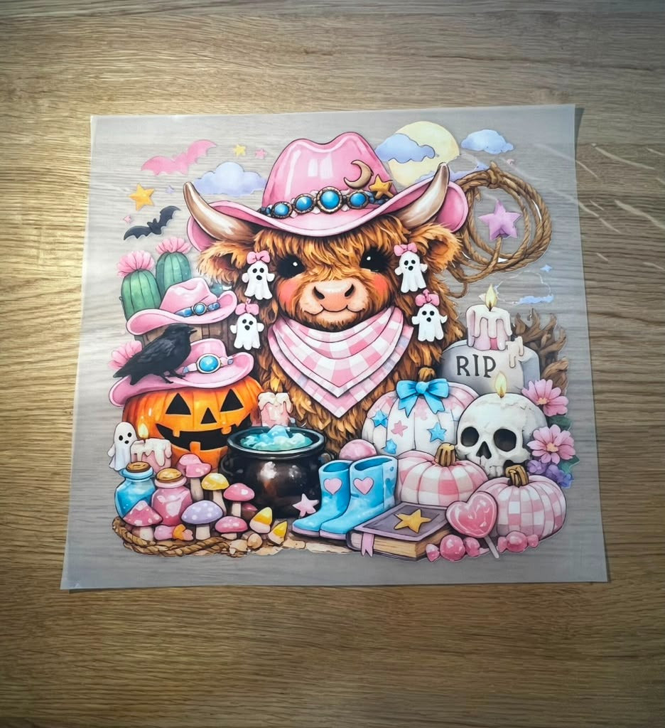 Halloween 10" DTF Pink Cow