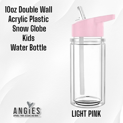 10oz Double Wall Acrylic Plastic Snow Globe Kids  Water Bottle