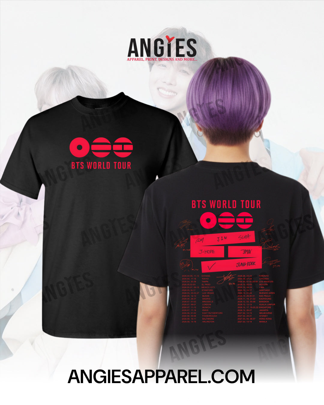 BTS World Tour 2026 Fan Hoodie, Crewneck & T-Shirt | Front & Back Print Designs