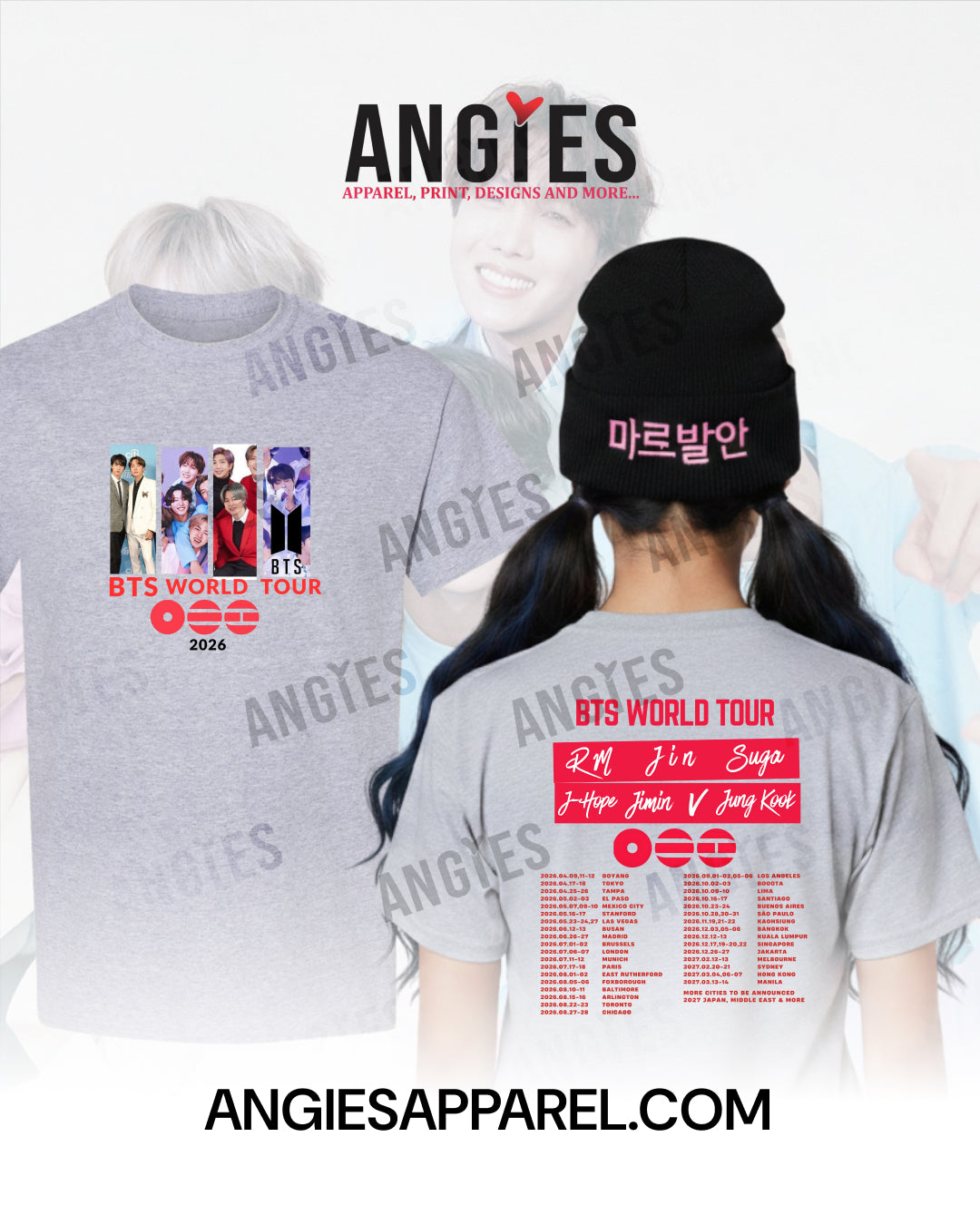 BTS World Tour 2026 Fan Hoodie, Crewneck & T-Shirt | Front & Back Print Designs