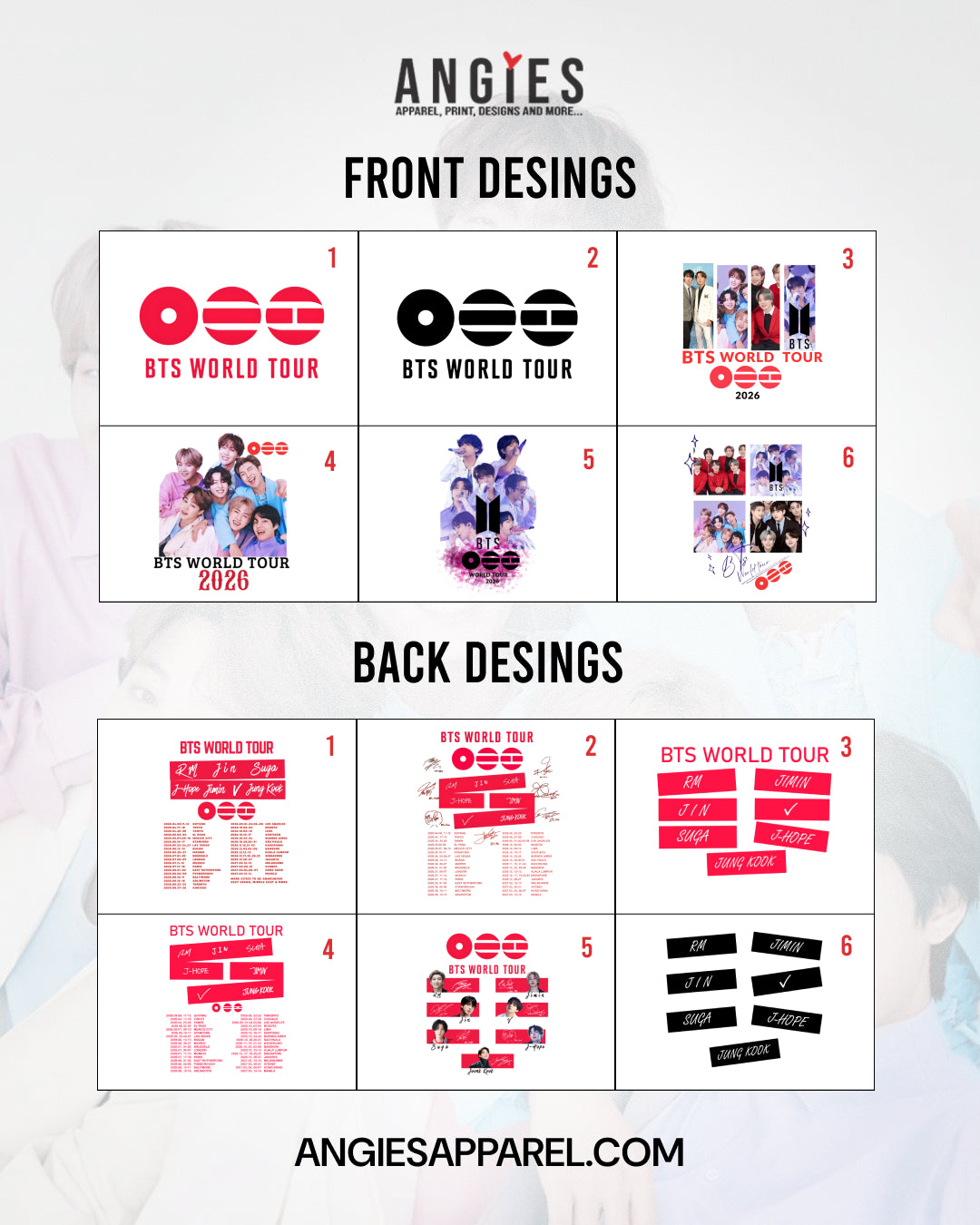BTS World Tour 2026 Fan Hoodie, Crewneck & T-Shirt | Front & Back Print Designs