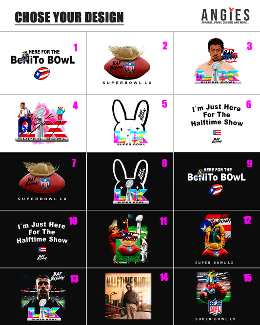 DTF Transfers – Bad Bunny Super Bowl Collection