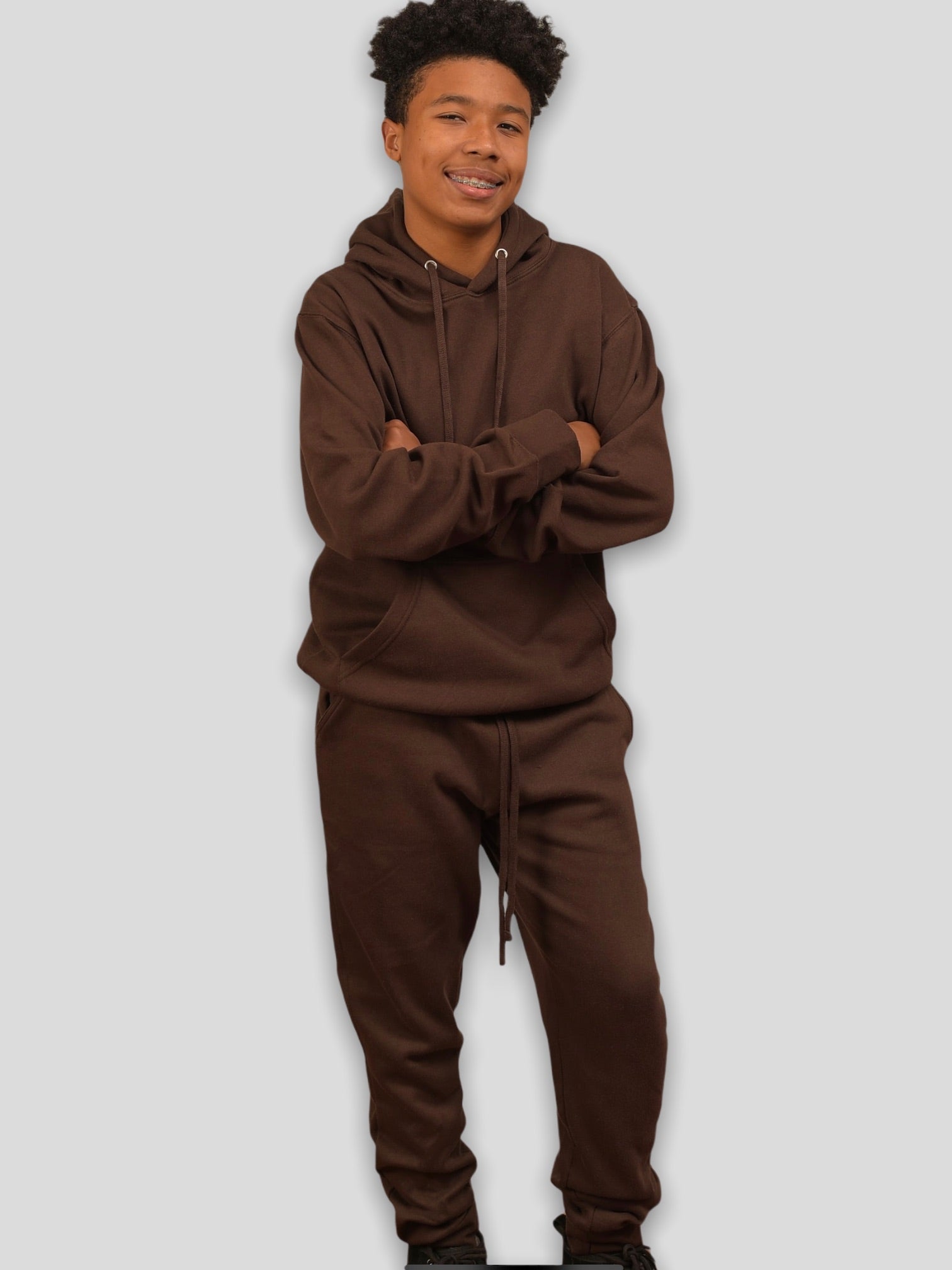 Brown Adult Pull Over Sweat Suit Angies Apparel