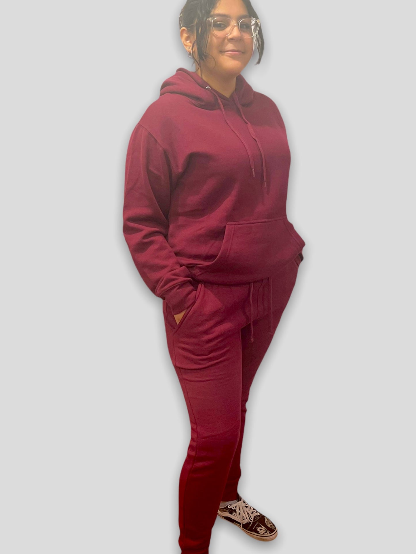 Maroon Pull Over Sweat Suit