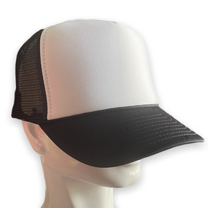 Black/White Front Trucker Hat