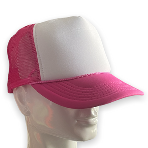 Hot Pink/White Front Trucker Hat