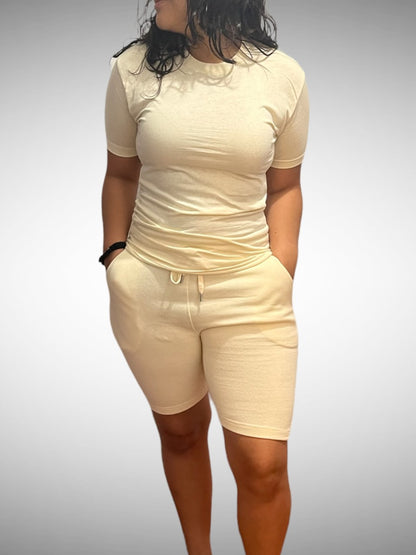 Off White Adult Short Set