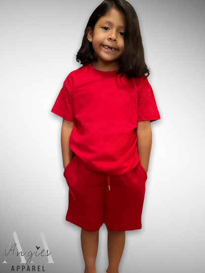 Red Kids Short Set